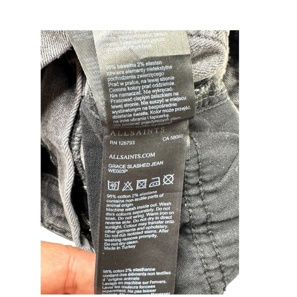 Allsaints Women's Black Grace Slashed Skinny Jeans - Picture 5 of 13